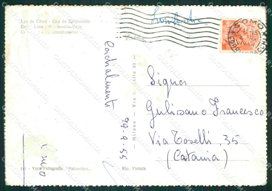 Como Punta Balbianello Lago di STRAPPINO ABRASA PIEGA Foto FG cartolina KB3187 – retro