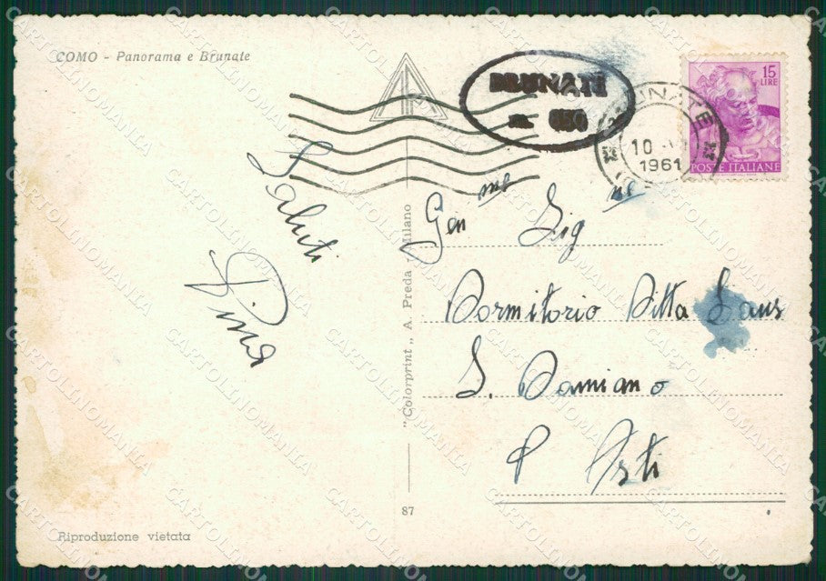 Como Brunate Lago di Como FG cartolina KB3191 – retro