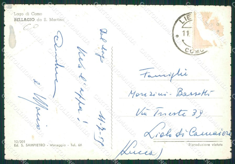 Como Bellagio San Martino Lago di Como PIEGA Foto FG cartolina KB3195 – retro