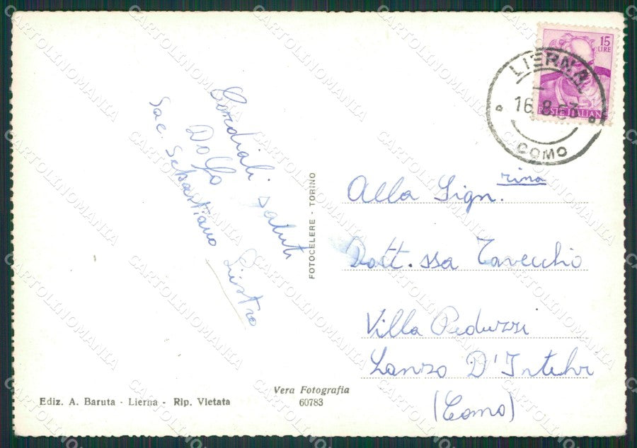 Lecco Lierna Lago di Como PIEGHINE Foto FG cartolina KB3196 – retro
