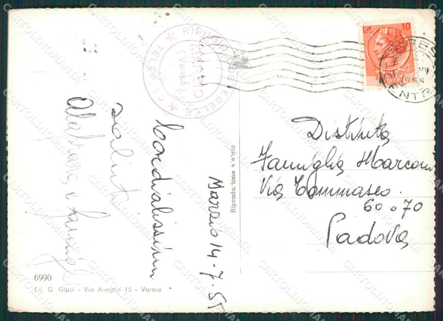 Varese Marzio Lago di Lugano Foto FG cartolina KB3207 – retro