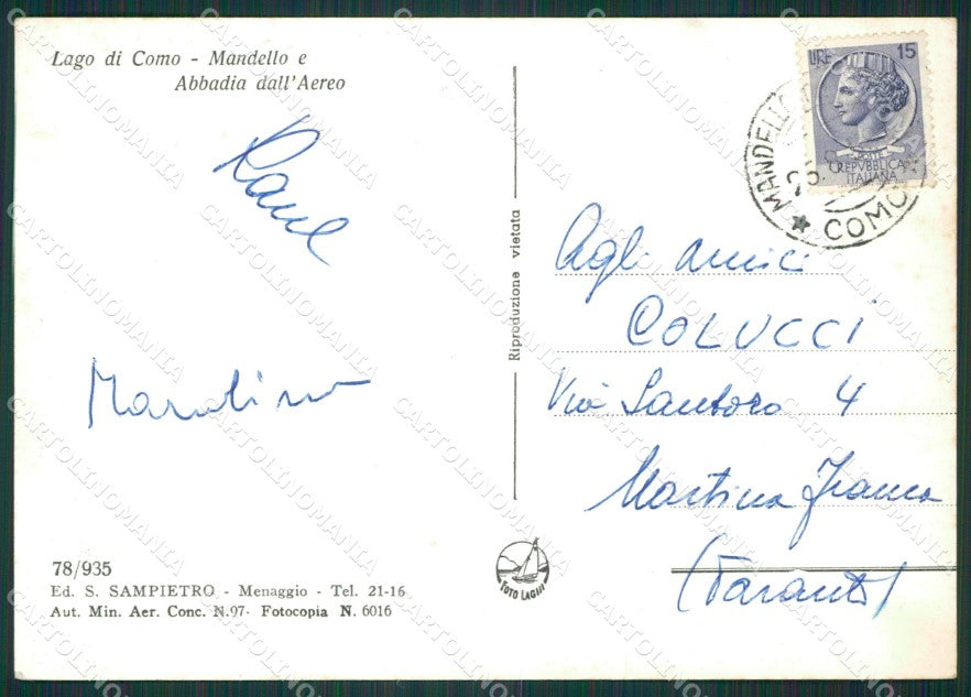 Lecco Mandello del Lario Abbadia Lago di Como Foto FG cartolina KB3219 – retro