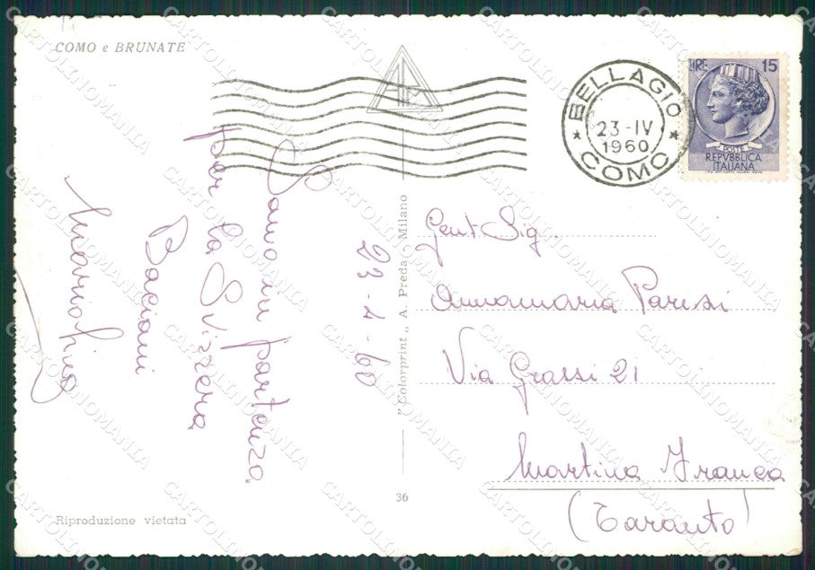 Como Brunate Lago di Como Foto FG cartolina KB3221 – retro