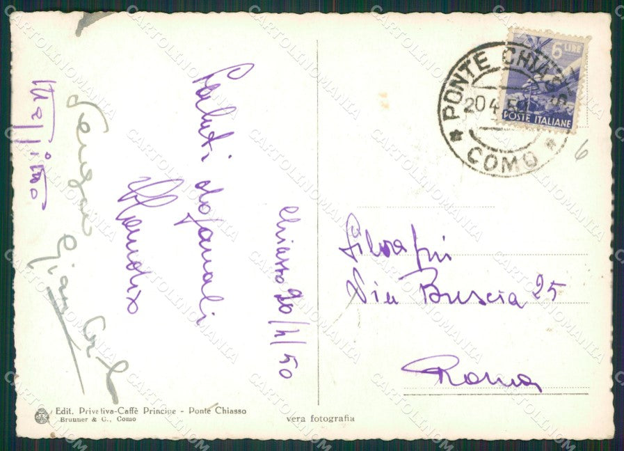Como Brunate Lago di Como Mappa ABRASA Foto FG cartolina KB3222 – retro