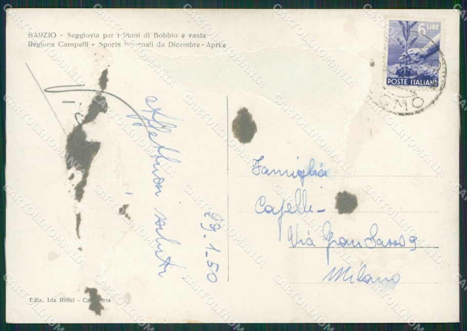Lecco Barzio Nevicata Sci COLLA ABRASA Foto FG cartolina KB3229 – retro