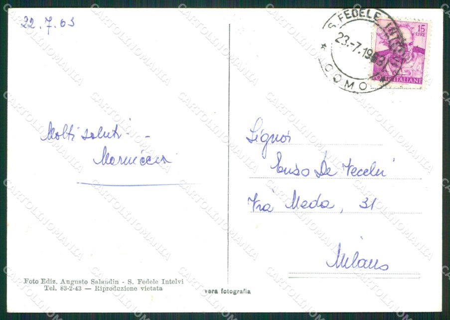 Como Lanzo d'Intelvi Sighignola Lugano Lago di Foto FG cartolina KB3242 – retro