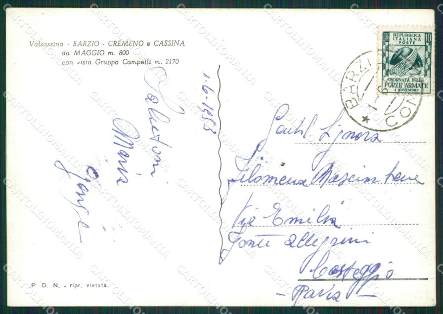 Lecco Barzio Cremeno Cassina Foto FG cartolina KB3261 – retro