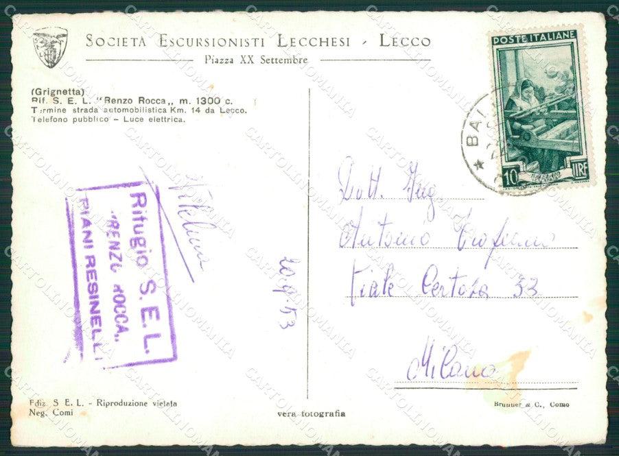 Lecco Grigna Meridionale PIEGATA Foto FG cartolina KB3268 – retro