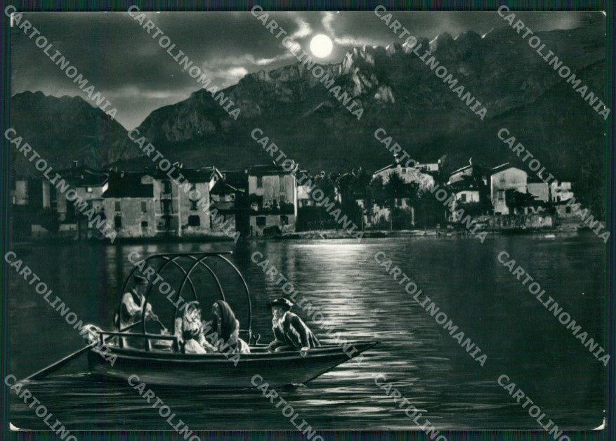 Como Lago di Chiaro di Luna Barca Promessi Sposi Foto FG cartolina KB3272 – fronte