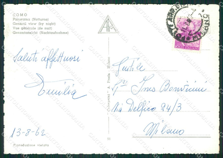 Como Città Lago di Foto FG cartolina KB3275 – retro