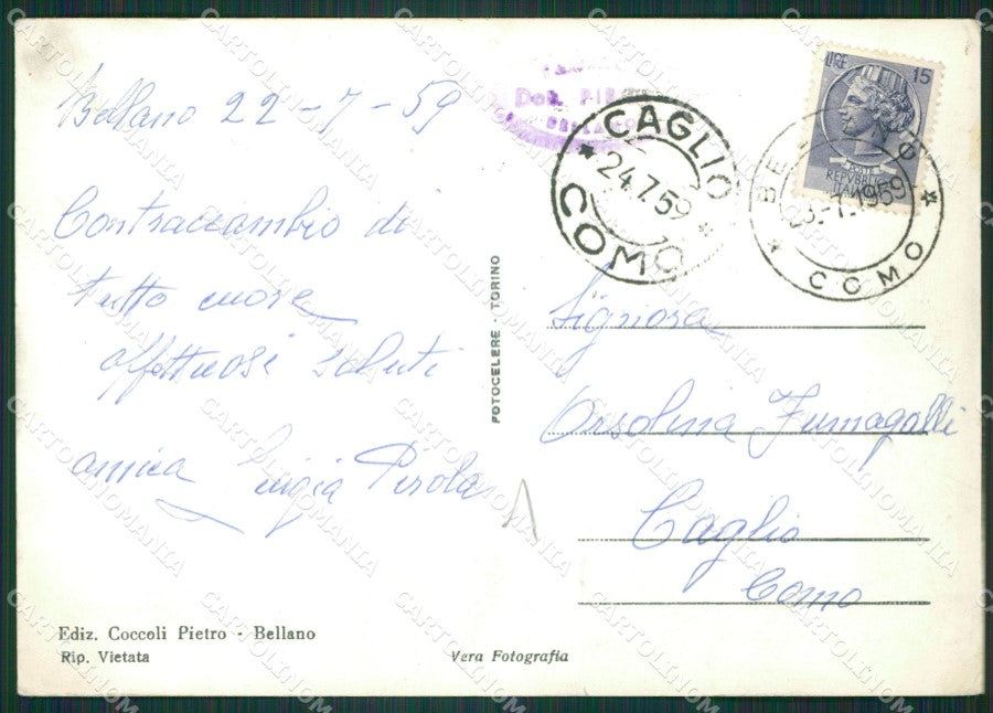 Lecco Bellano Lago di Como Foto FG cartolina KB3281 – retro
