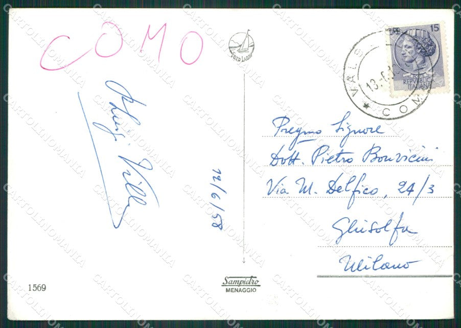 Como Lago di Lugano Saluti da PIEGA Foto FG cartolina KB3299 – retro
