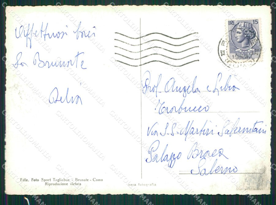 Como Brunate Lago di Como ABRASA Foto FG cartolina KB3305 – retro