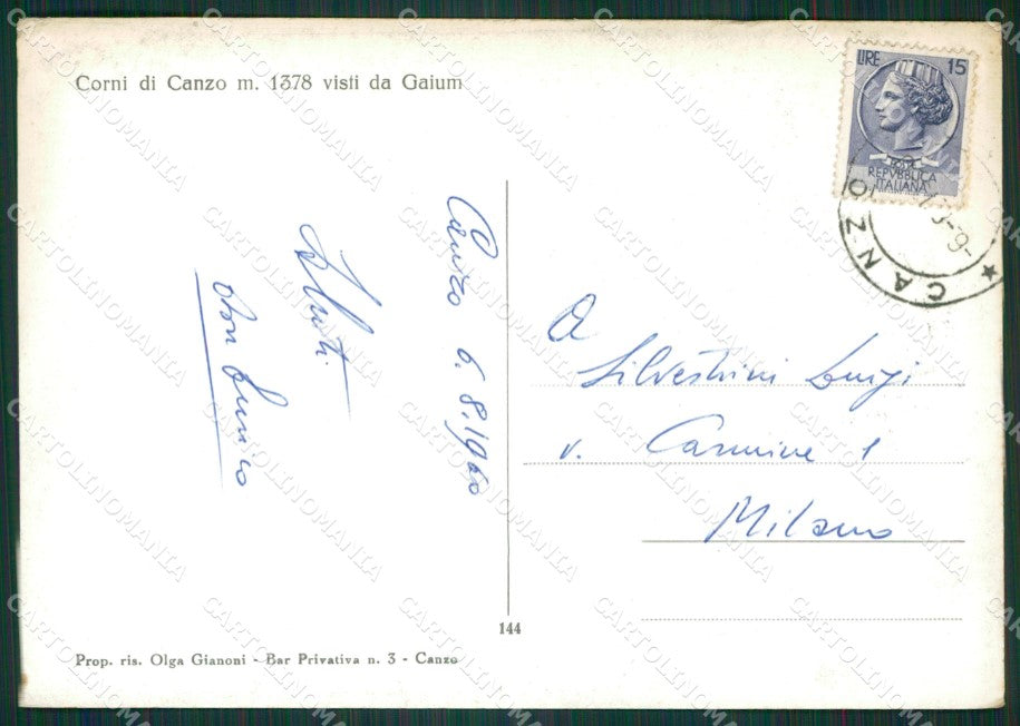 Como Canzo Corni di Nevicata PIEGHINA Foto FG cartolina KB3329 – retro