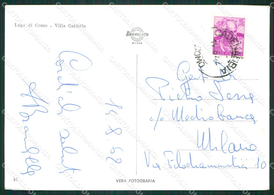 Como Tremezzo Lago di Como Villa Carlotta Foto FG cartolina KB3341 – retro