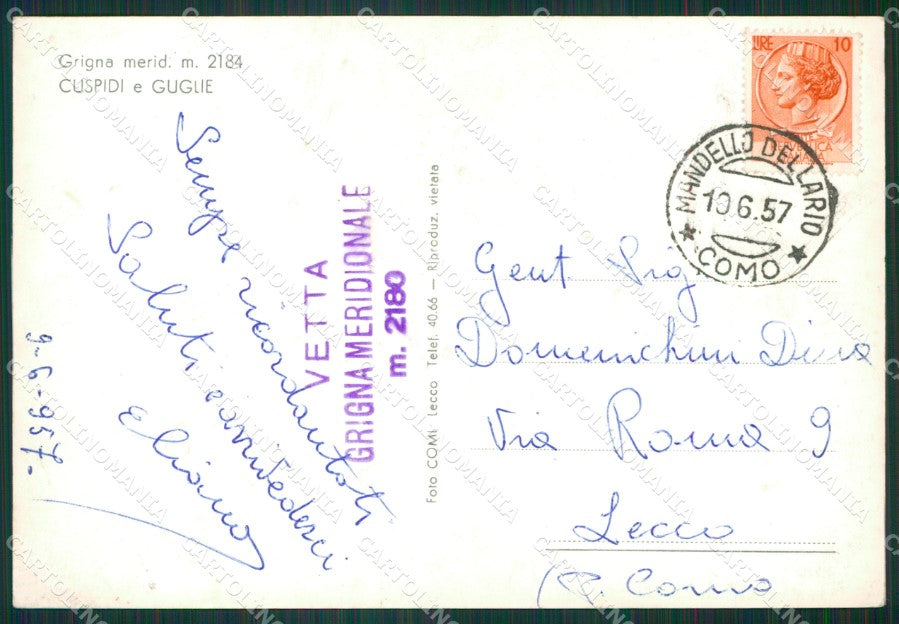 Lecco Grigna Meridionale Stelle Alpine Foto FG cartolina KB3345 – retro