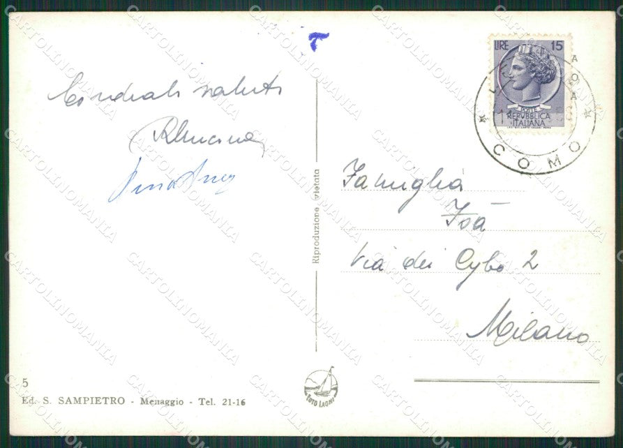 Como Bellagio Villa Carlotta lago di Como Foto FG cartolina KB3359 – retro