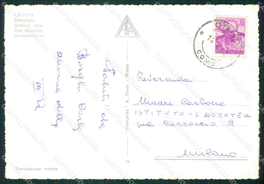Lecco Città Lago di Foto FG cartolina KB3360 – retro