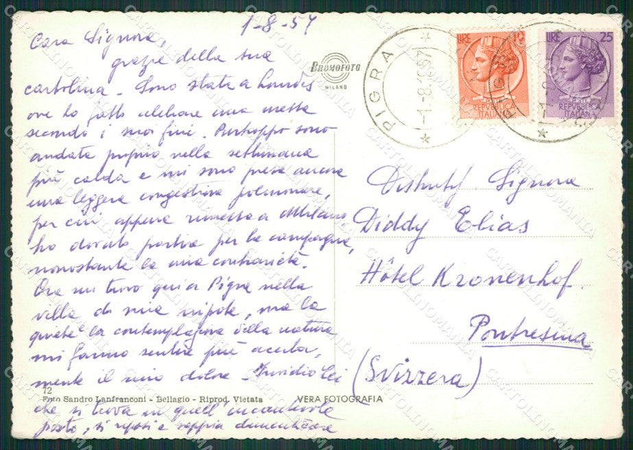 Como Pigra Lago di Como Foto FG cartolina KB3367 – retro