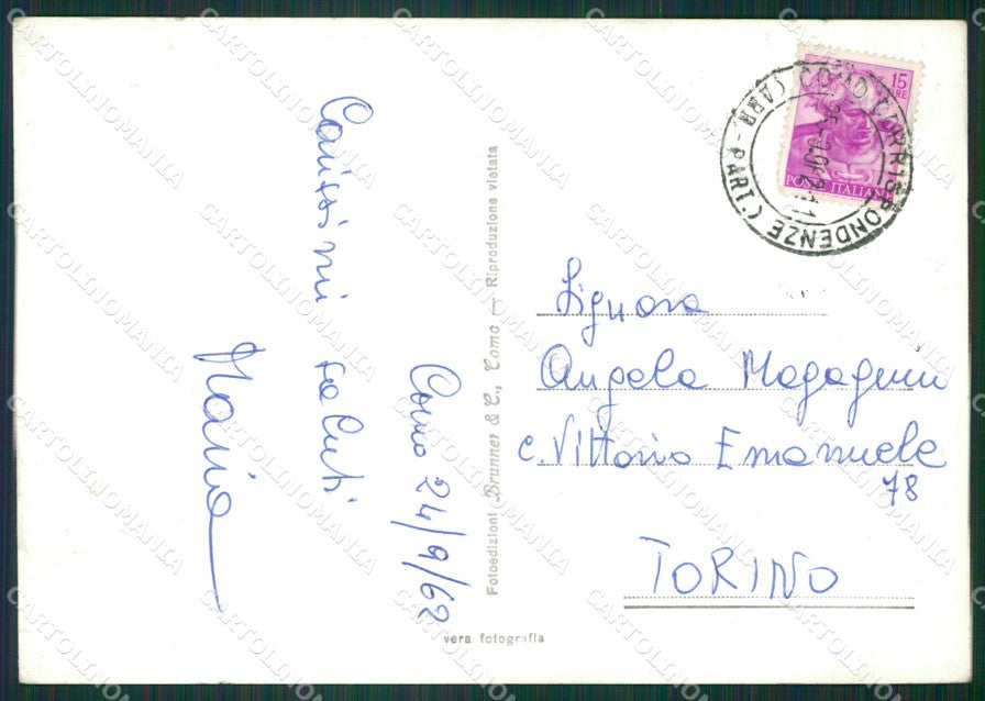Como Brunate Lago di Como PIEGA Foto FG cartolina KB3371 – retro