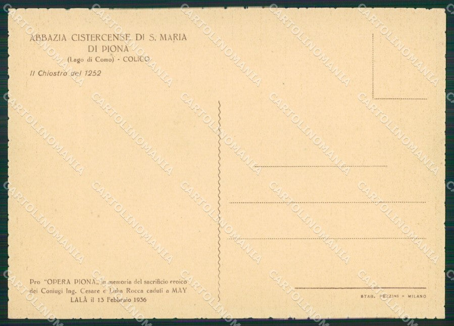 Como Colico Abbazia di Piona FG cartolina KB3386 – retro