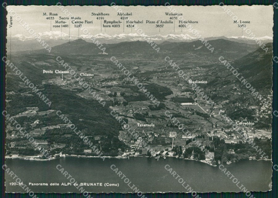 Como Brunate Alpi Mappa Lago di Como Foto FG cartolina KB3395 – fronte
