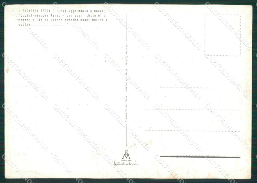 Lecco Manzoni Promessi Sposi Foto FG cartolina KB3401 – retro