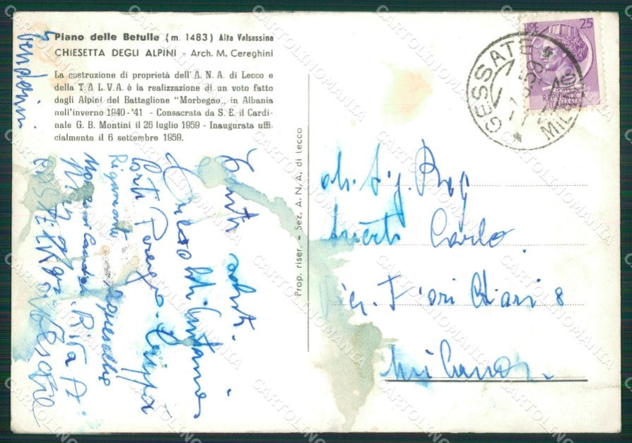 Lecco Margno Piano delle Betulle ABRASA Foto FG cartolina KB3413 – retro
