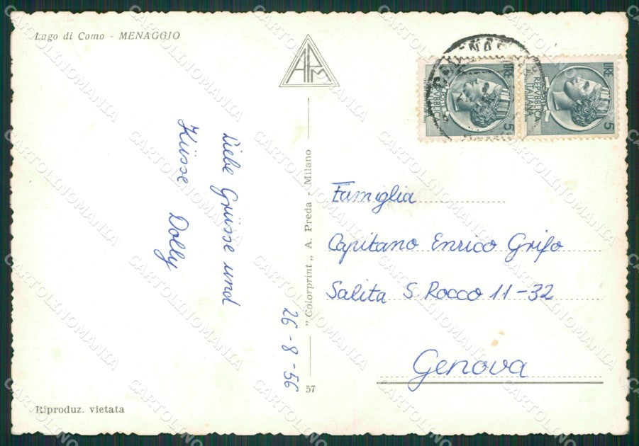 Como Menaggio Lago di Foto FG cartolina KB3414 – retro