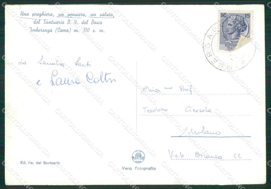 Lecco Imbersago Santuario Foto FG cartolina KB3447 – retro