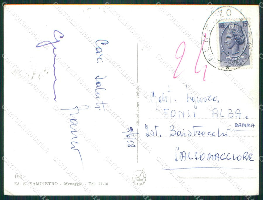 Como Isola Comacina Tramezzina Lago di Como PIEGHINE Foto FG cartolina KB3453 – retro