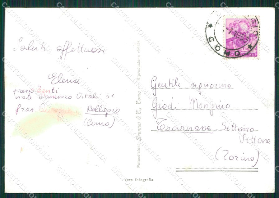 Como Bellagio Lago di Como PIEGHINE Foto FG cartolina KB3472 – retro