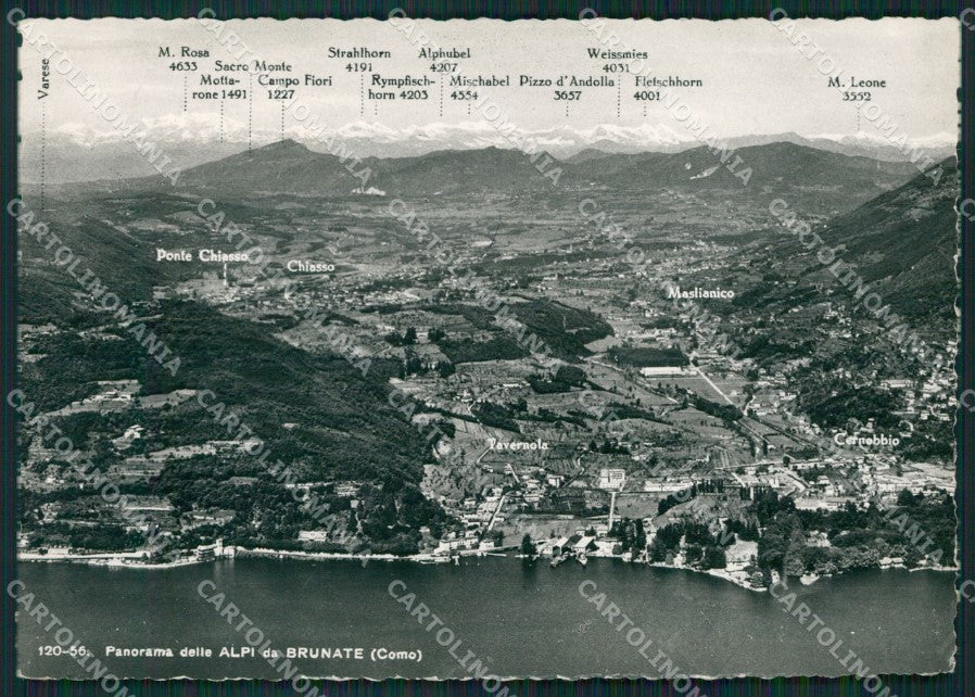 Como Brunate Alpi Mappa Lago di Como Foto FG cartolina KB3473 – fronte