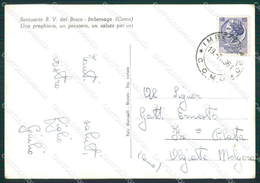 Lecco Imbersago Santuario Foto FG cartolina KB3486 – retro