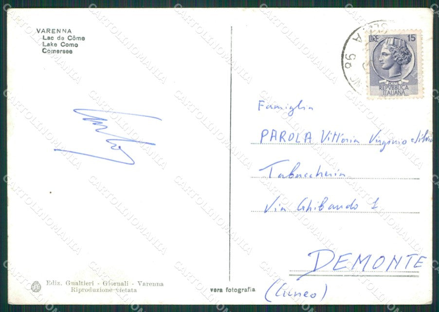 Lecco Varenna Lago di Como STRAPPINO Foto FG cartolina KB3498 – retro