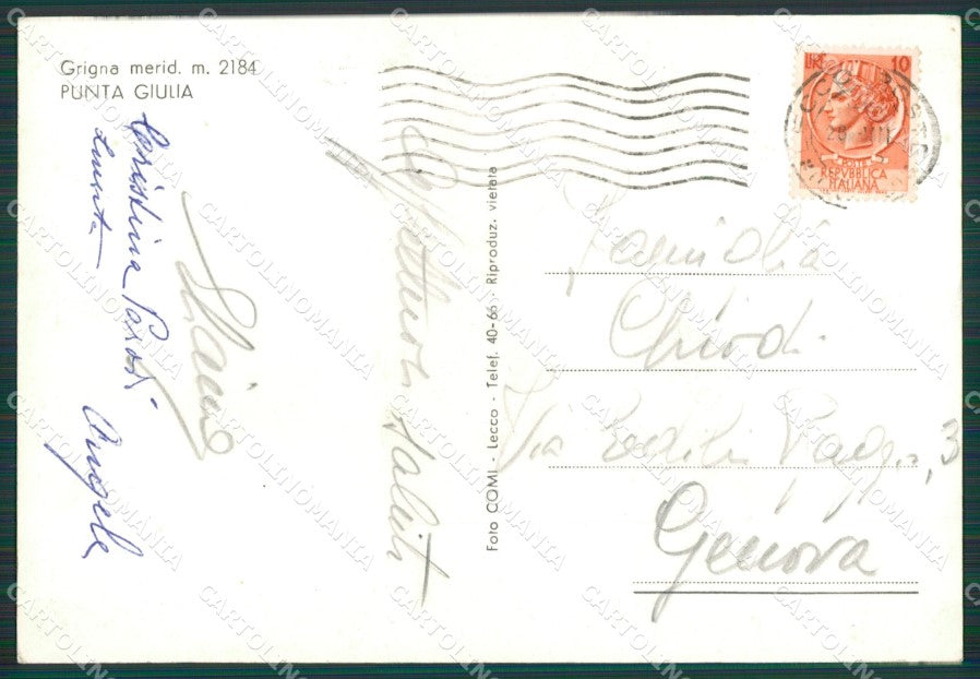 Lecco Grigna Meridionale Punta Giulia Foto FG cartolina KB3502 – retro
