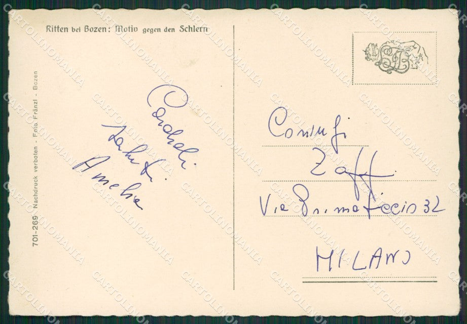 Bolzano Sciliar Pascolo FG cartolina KB3535 – retro