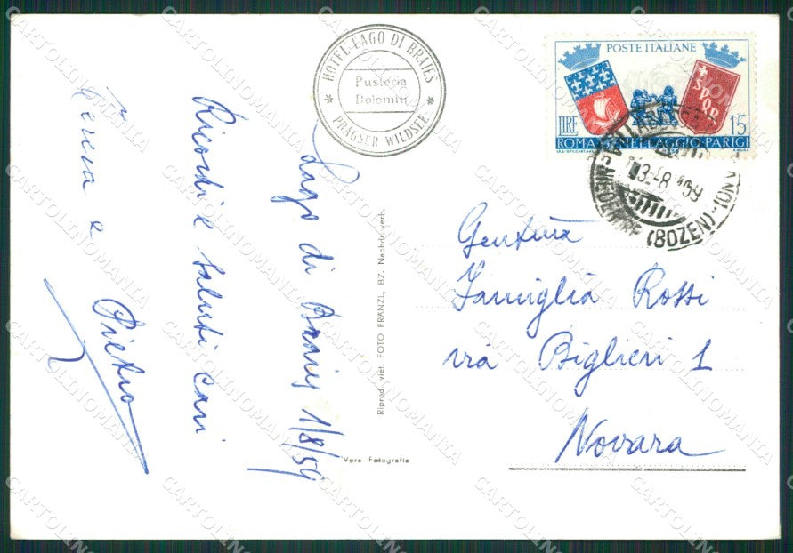 Bolzano Braies Lago di Foto FG cartolina KB3548 – retro