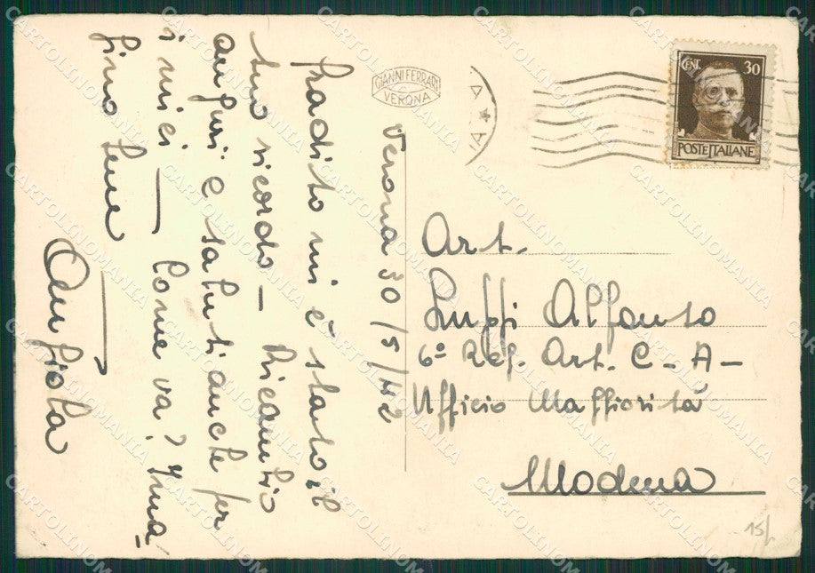 Verona Città Poste FG cartolina KB3555 – retro
