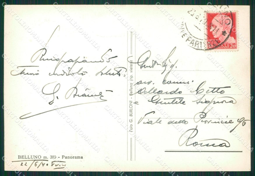 Belluno Città PIEGA Foto FG cartolina KB3566 – retro