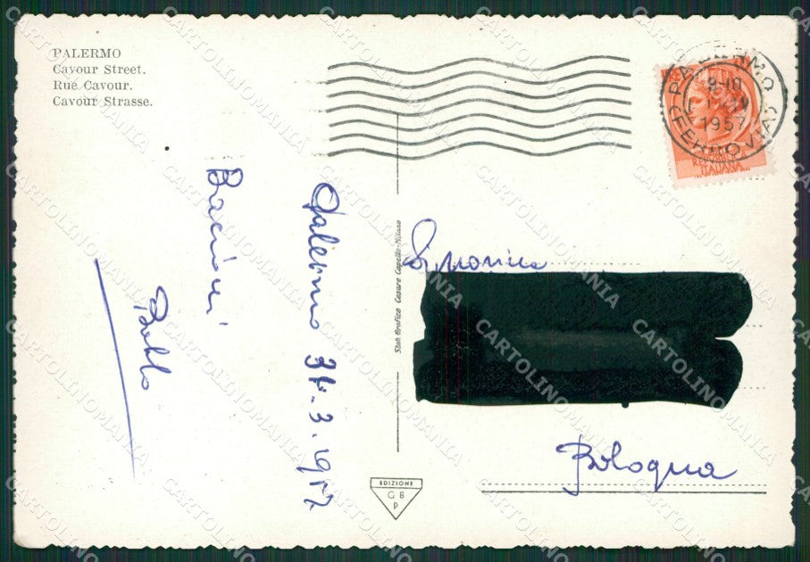 Palermo Città Auto FG cartolina KB3576 – retro