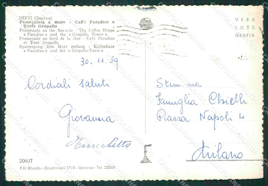 Genova Nervi ABRASA Foto FG cartolina KB3612 – retro