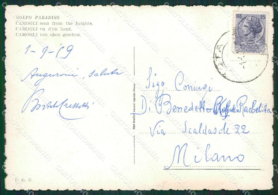 Genova Camogli Golfo Paradiso PIEGHE FG cartolina KB3614 – retro