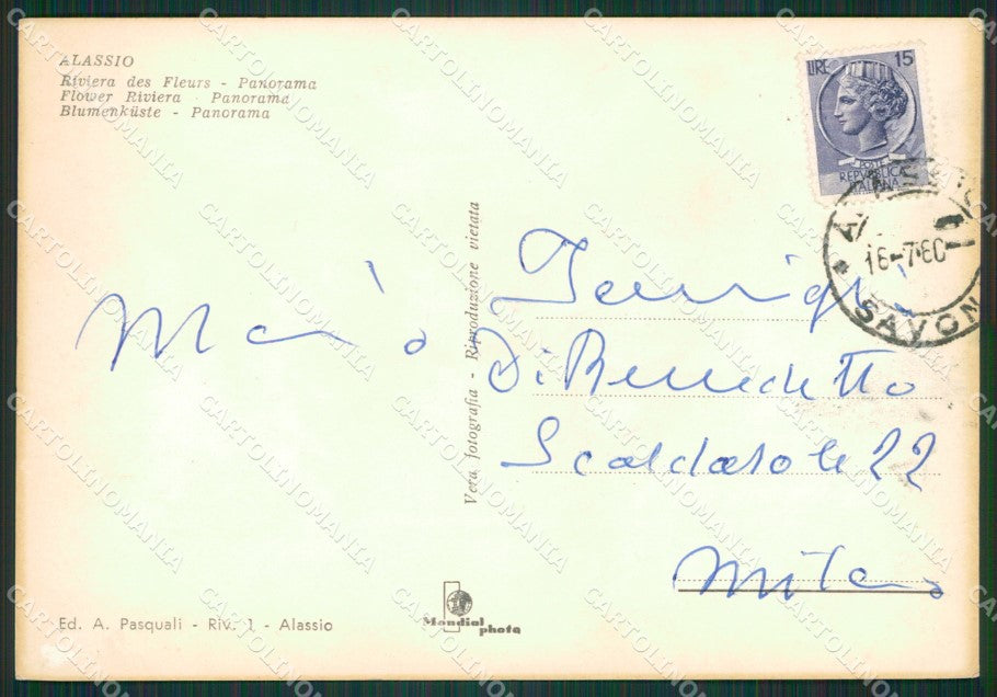 Savona Alassio Foto FG cartolina KB3628 – retro