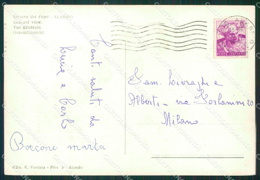 Savona Alassio PIEGHINA Foto FG cartolina KB3632 – retro
