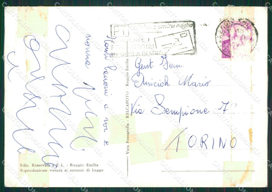 Reggio Emilia Città PIEGHINE COLLA Foto FG cartolina KB3647 – retro