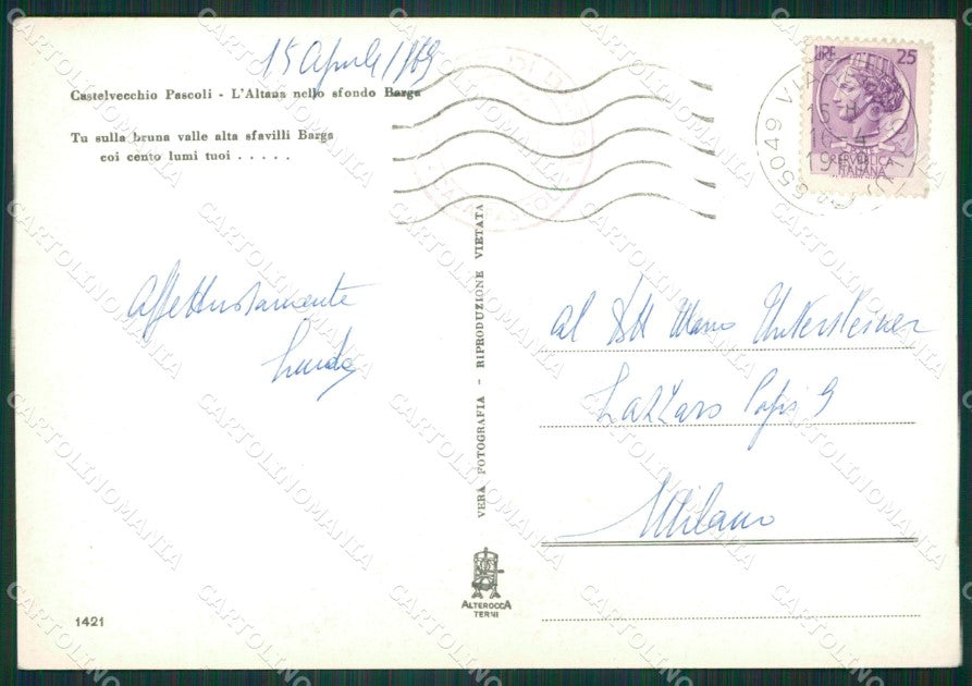 Lucca Barga Castelvecchio Pascoli Foto FG cartolina KB3671 – retro