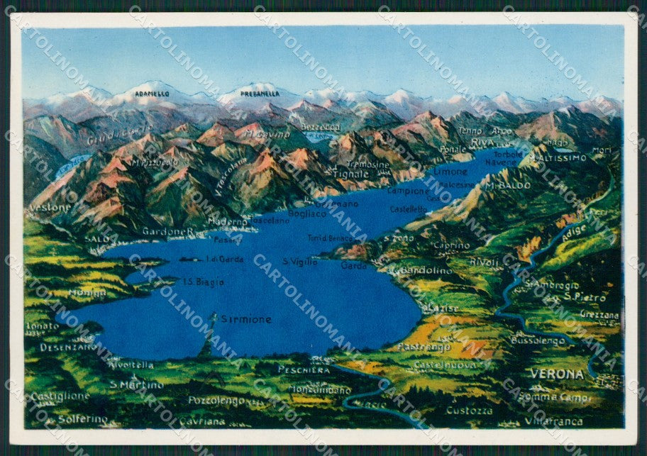 Brescia Sirmione Lago di Garda Mappa Foto FG cartolina KB3687 – fronte