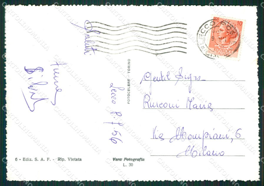 Lecco Città Lago di Chiaro di Luna Foto FG cartolina KB3690 – retro