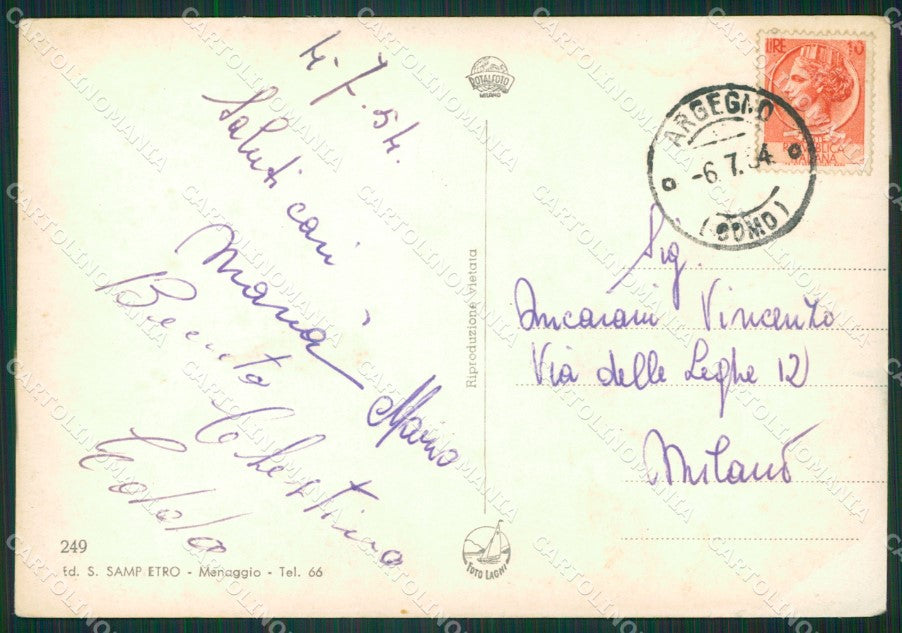 Como Argegno Lago di Como PIEGHINA Foto FG cartolina KB3712 – retro